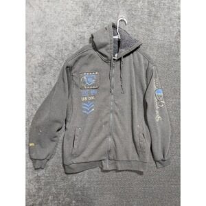 Vertical Sport Mens Zip Up Hoodie Gray Sherpa Lined US Div Graphic Size XL